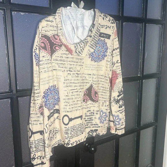 Lily by Firmiana Script Print Hoodie Romantic Literary Cottagecore Large - Picture 2 of 11